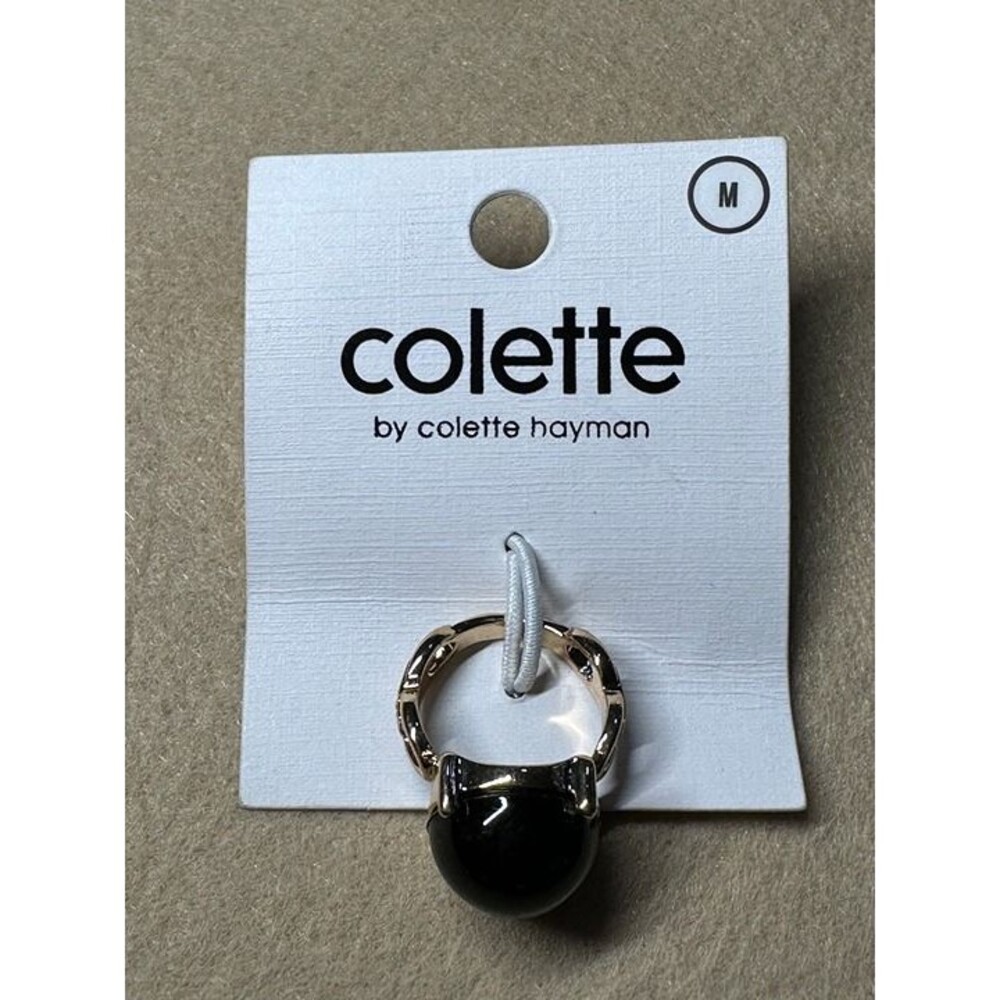 colette hayman gold tone black ball statement cocktail ring nwt new